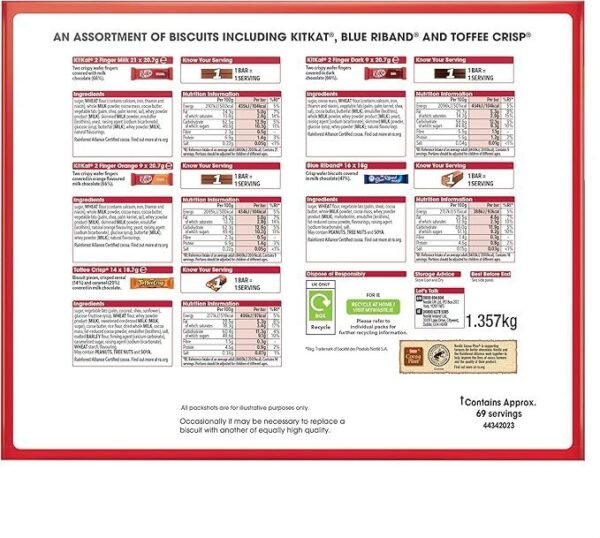 【New User Only】Nestlé Kitkat and Friends Big Biscuit Box 69 x Chocolate Biscuit Bars – KitKat, Blue Riband, Toffee Crisp Bulk Chocolate Box 1.357kg X2 boxes