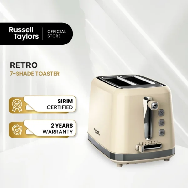 Russell Taylors Retro Toaster RT-10, 𝟳 𝗦𝗵𝗮𝗱𝗲 𝗦𝗲𝘁𝘁𝗶𝗻𝗴𝘀, 2 Years Warranty