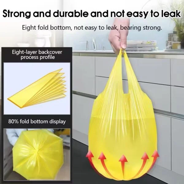 IN [READY STOCK] 200pcs 45*59cm Rubbish Bag Handle Breakpoint Thickened Disposable Garbage Bag Plastic Trash Bags Lack Tear Durable Value Dustbin